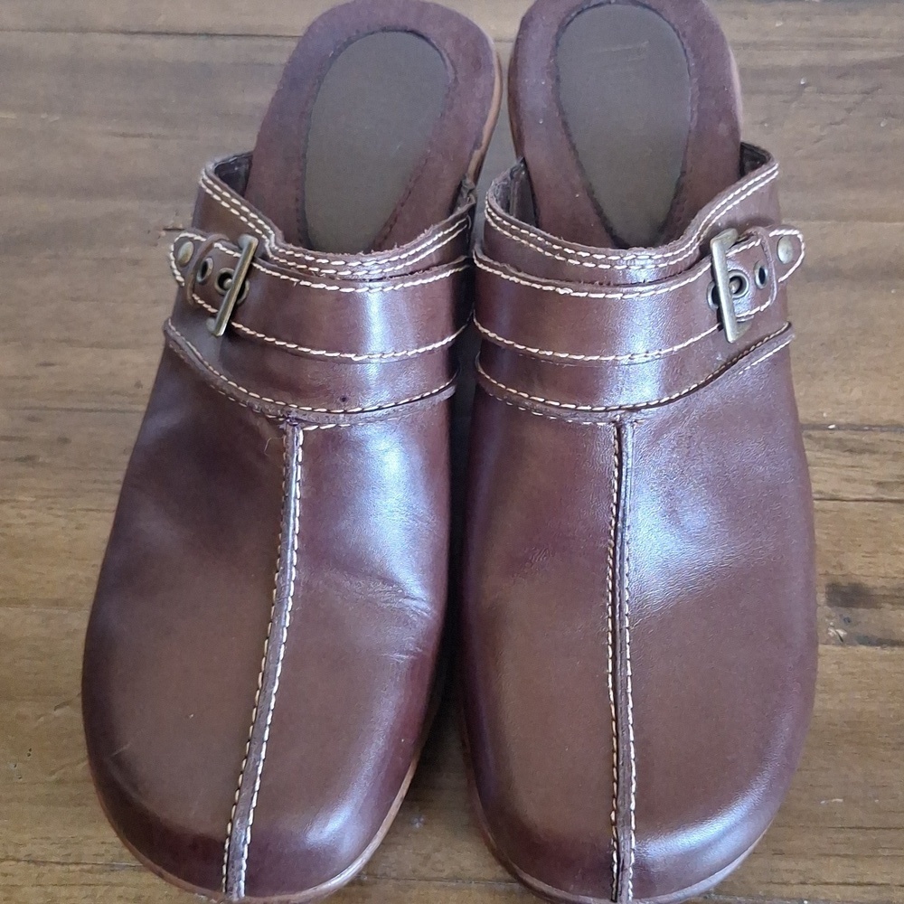 Vintage Nickels Brown Leather Clogs Mules Comfort Shoes Size 8.5 - Picture 5 of 11
